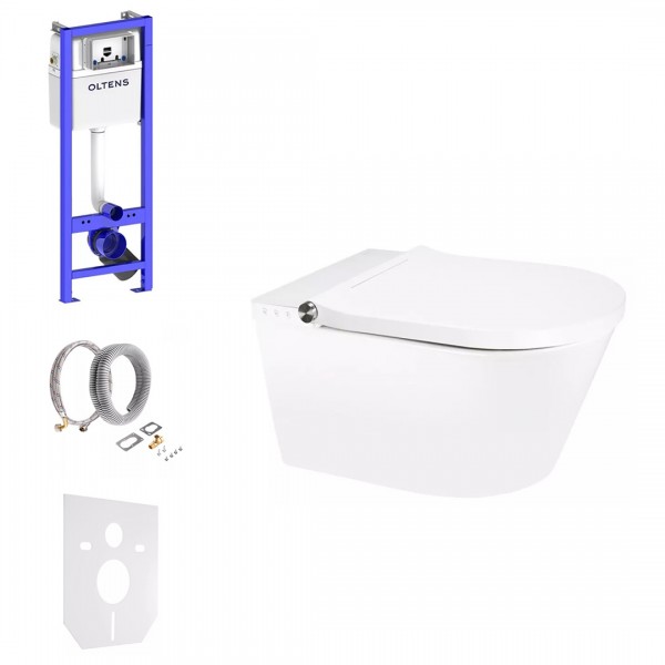 Oltens Triberg SmartFrisk zestaw WC podtynkowy 6w1 toaleta myjąca wisząca z powłoką SmartClean biała 77507