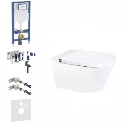 Geberit Duofix DuoFresh SmartFrisk zestaw WC podtynkowy 6w1 toaleta myjąca wisząca z powłoką SmartClean biała 77511 Geberit Duofix DuoFresh SmartFrisk zestaw WC podtynkowy 6w1 toaleta myjąca wisząca z powłoką SmartClean biała 77511