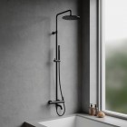 Omnires Y zestaw wannowy ścienny deszczownica 25 cm czarny półmat Y1234MBL