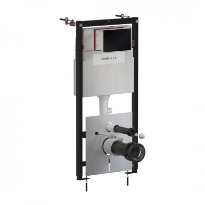 Omnires Flush Set Strongframe 3w1 stelaż podtynkowy do WC przycisk spłukujący czarny półmat STFWC1R45-RBL