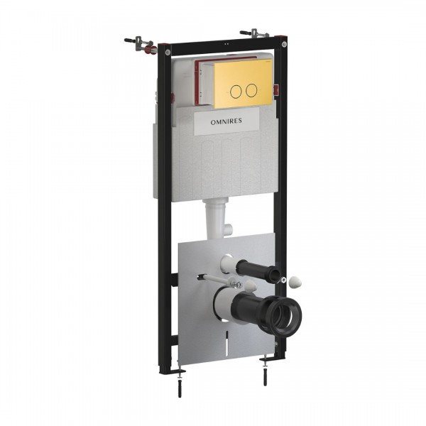 Omnires Flush Set Strongframe 3w1 stelaż podtynkowy do WC przycisk spłukujący złoty szczotkowany STFWC1R45-RGLB