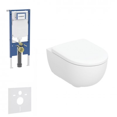 Geberit Duofix Slim Selnova Premium zestaw WC podtynkowy 5w1 biały połysk 77672