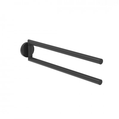 Oltens Gulfoss wieszak na ręcznik 40 cm dwuramienny ruchomy czarny mat 80105300