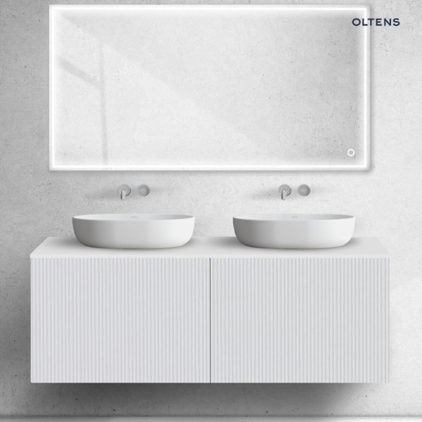 Oltens Lun szafka 140 cm podumywalkowa wisząca ryflowana biały mat 60039000