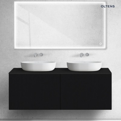 Oltens Lun szafka 140 cm podumywalkowa wisząca ryflowana czarny mat 60039300