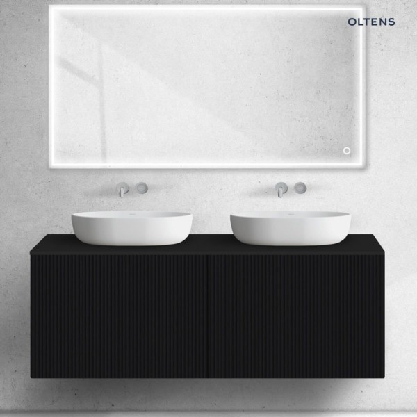 Oltens Lun szafka 140 cm podumywalkowa wisząca ryflowana czarny mat 60039300