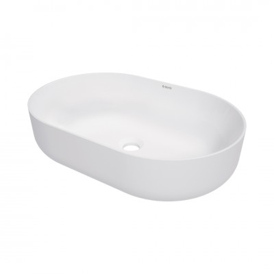 Deante Round umywalka 58x38 cm nablatowa owalna biały mat CGR_AU6S