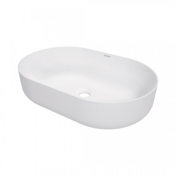 Deante Round umywalka 58x38 cm nablatowa owalna biały mat CGR_AU6S