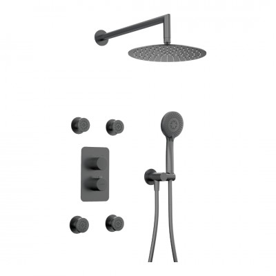Deante Therm zestaw prysznicowy podtynkowy termostatyczny z deszczownicą 25 cm titanium BXYVDEBT