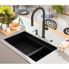 Franke Pescara J pull-out spray bateria kuchenna stojąca z wyciąganą wylewką czarna stal szlachetna 115.0741.695