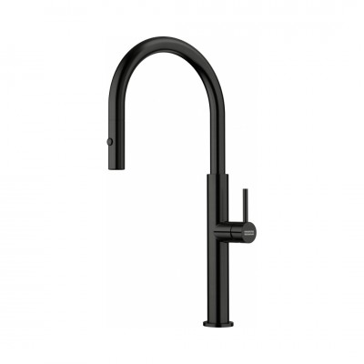 Franke Pescara J pull-out spray bateria kuchenna stojąca z wyciąganą wylewką czarna stal szlachetna 115.0741.695