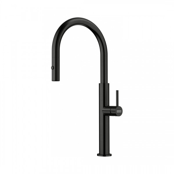 Franke Pescara J pull-out spray bateria kuchenna stojąca z wyciąganą wylewką czarna stal szlachetna 115.0741.695
