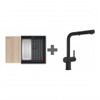 Franke Kanon KNG PRO 110-37 zlewozmywak 41x46 cm Fragranit+ z baterią Active Twist czarny mat 125.0749.685