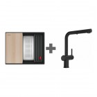 Franke Kanon KNG PRO 110-52 zlewozmywak 56x46 cm Fragranit+ z baterią Active Twist czarny mat 125.0749.686