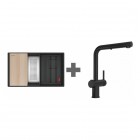 Franke Kanon KNG PRO 160-46-21 zlewozmywak 76x46 cm Fragranit+ z baterią Active L Twist czarny mat 125.0749.687