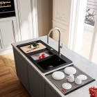 Franke Mythos MYK 611-100 zlewozmywak ceramiczny 100x51 cm komora z prawej czarny mat 124.0749.507
