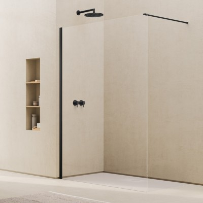 Ronal Easy 2.0 ścianka prysznicowa wolnostojąca Walk-in 80 cm czarny mat D400800607 Ronal Easy 2.0 ścianka prysznicowa wolnostojąca Walk-in 80 cm czarny mat D400800607