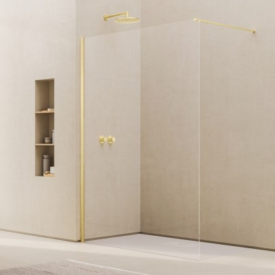 Ronal Easy 2.0 ścianka prysznicowa wolnostojąca Walk-in 80 cm złoto szczotkowane D400801307 Ronal Easy 2.0 ścianka prysznicowa wolnostojąca Walk-in 80 cm złoto szczotkowane D400801307