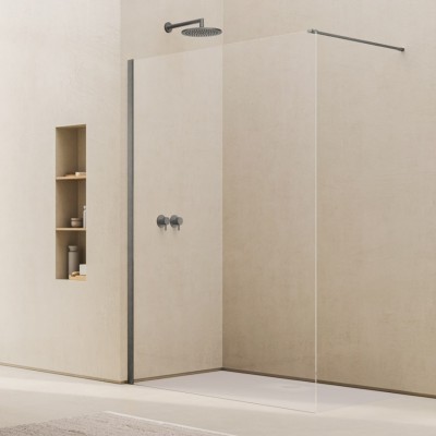 Ronal Easy 2.0 ścianka prysznicowa wolnostojąca Walk-in 80 cm gunmetal szczotkowany D400802607 Ronal Easy 2.0 ścianka prysznicowa wolnostojąca Walk-in 80 cm gunmetal szczotkowany D400802607