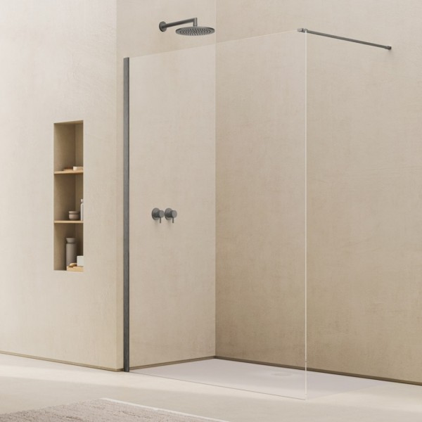 Ronal Easy 2.0 ścianka prysznicowa wolnostojąca Walk-in 80 cm gunmetal szczotkowany D400802607