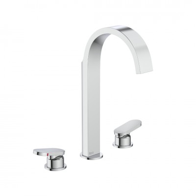Roca Kay bateria umywalkowa 3-otworowa stojąca chrom A5A367GC00