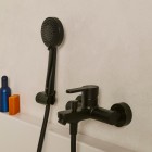 Roca L20 Round bateria wannowa ścienna czarny mat A5A019HNB0