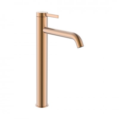 Roca Ona bateria umywalkowa wysoka Cold Start z korkiem brushed copper A5A349ERM0