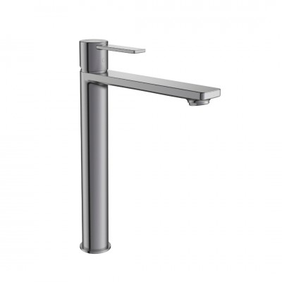 Roca Targa bateria umywalkowa wysoka stojąca Cold Start brushed graphite A5A345FGM0