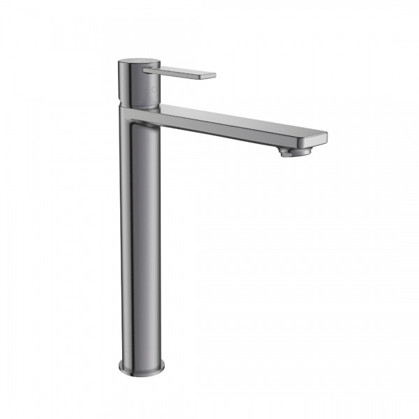 Roca Targa bateria umywalkowa wysoka stojąca Cold Start brushed graphite A5A345FGM0