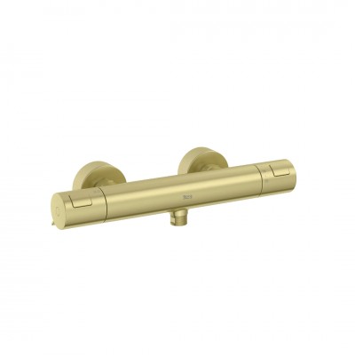 Roca T-500 bateria prysznicowa termostatyczna ścienna brushed gold A5A2E18VA0