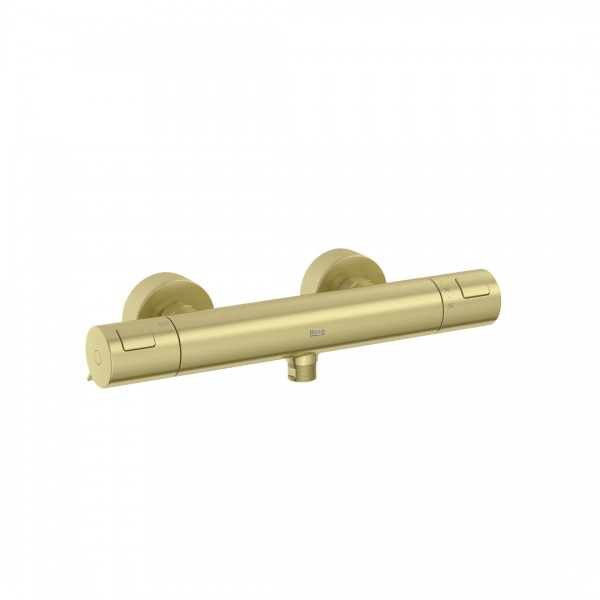 Roca T-500 bateria prysznicowa termostatyczna ścienna brushed gold A5A2E18VA0