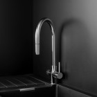 Roca Aquafy bateria kuchenna stojąca z wyciąganą wylewką z systemem filtracji wody chrom A5A8D3GC00