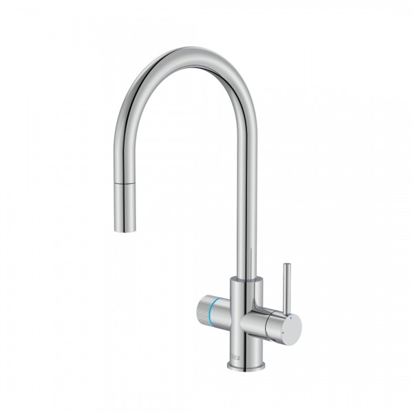 Roca Aquafy bateria kuchenna stojąca z wyciąganą wylewką z systemem filtracji wody chrom A5A8D3GC00