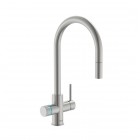 Roca Aquafy bateria kuchenna stojąca z wyciąganą wylewką z systemem filtracji wody stal szczotkowana inox A5A8D3GSM0