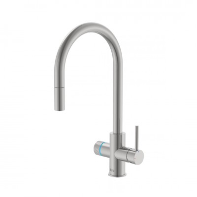 Roca Aquafy bateria kuchenna stojąca z wyciąganą wylewką z systemem filtracji wody stal szczotkowana inox A5A8D3GSM0