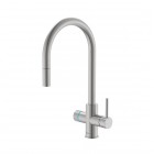 Roca Aquafy bateria kuchenna stojąca z wyciąganą wylewką z systemem filtracji wody stal szczotkowana inox A5A8D3GSM0