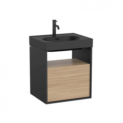Roca Meridian szafka podumywalkowa 55x46 cm wisząca czarny mat / olcha A858105608