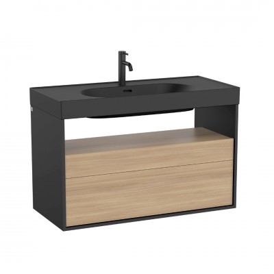 Roca Meridian szafka podumywalkowa 100x46 cm wisząca czarny mat / olcha A858108608