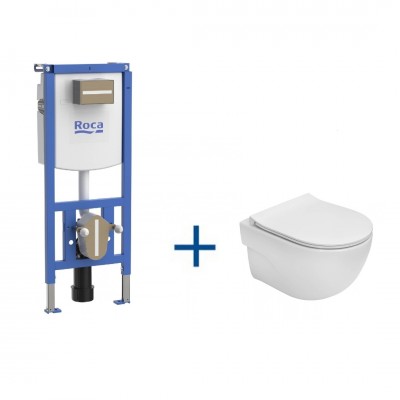 Roca zestaw podtynkowy Duplo S + miska WC wisząca Meridian Rimless z deską WC wolnoopadającą A893107580