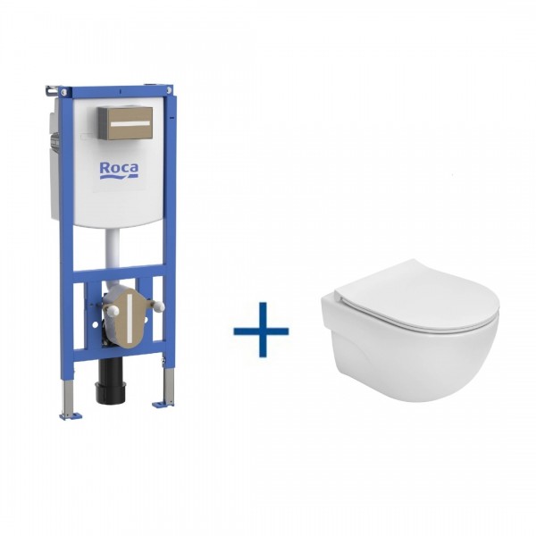 Roca zestaw podtynkowy Duplo S + miska WC wisząca Meridian Rimless z deską WC wolnoopadającą A893107580