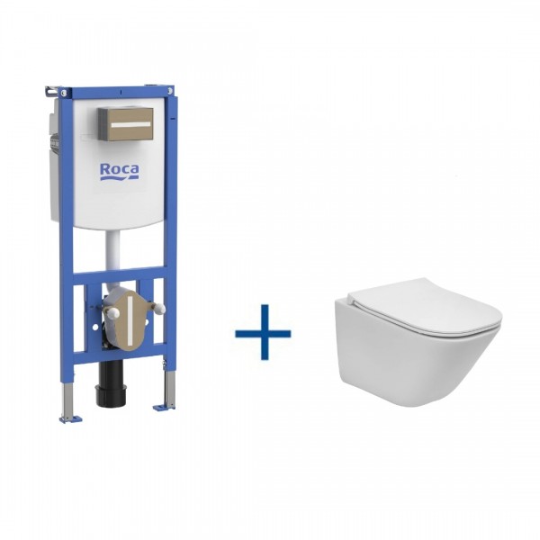 Roca zestaw podtynkowy Duplo S + miska WC wisząca Gap Square Compacto Rimless z deską WC wolnoopadającą Slim A893107590