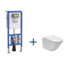 Roca zestaw podtynkowy Duplo S + miska WC wisząca Gap Square Compacto Rimless z deską WC wolnoopadającą Slim A893107590