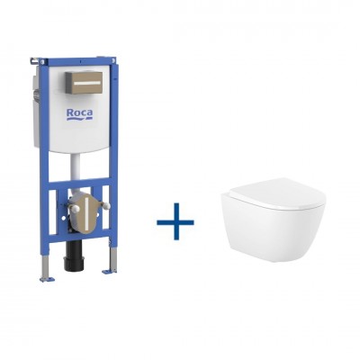 Roca zestaw podtynkowy Duplo S + miska WC wisząca Ona Compacto Rimless z deską WC wolnoopadającą A893107550