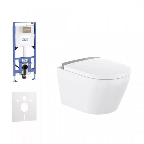 Roca Duplo S Vorea In-Wash zestaw WC podtynkowy 5w1 toaleta myjąca wisząca Rimless Vortex biała 78639