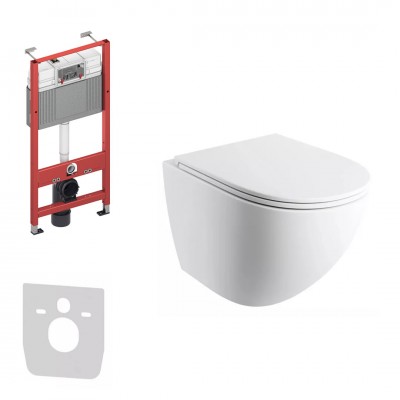 Omnires Ottawa Comfort miska WC z deską wolnoopadającą Silent Power stelażem podtynkowym Tece Base biały mat 79299