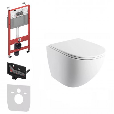 Omnires Ottawa Comfort miska WC z deską wolnoopadającą Silent Power stelażem podtynkowym Tece Base Fresh biały mat 79303