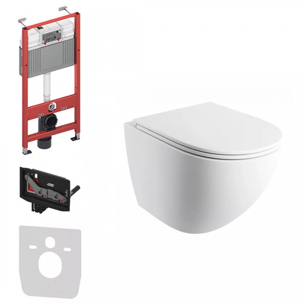 Omnires Ottawa Comfort miska WC z deską wolnoopadającą Silent Power stelażem podtynkowym Tece Base Fresh biały mat 79303