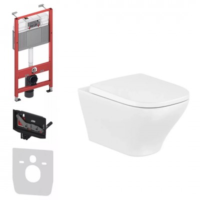 Roca Optica miska WC z deską wolnoopadającą Vortex stelażem podtynkowym Tece Base Fresh biały 79312 Roca Optica miska WC z deską wolnoopadającą Vortex stelażem podtynkowym Tece Base Fresh biały 79312