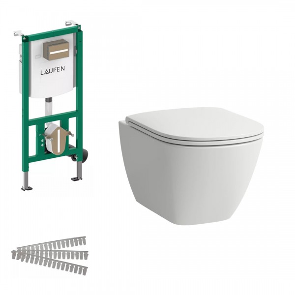 Laufen Lua Advanced miska WC wisząca Silent Flush z deską wolnoopadającą biała + stelaż podtynkowy Ineolink 79333