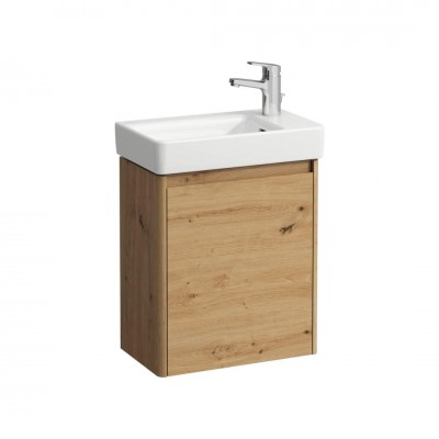 Laufen Base 2.0 umywalka z szafką 48 cm wisząca prawa dziki dąb / biały H8658642671141